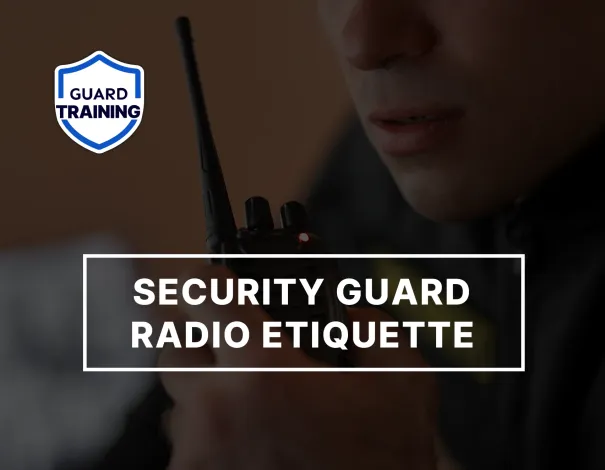 Security Guard Radio Communication Training | Guard Training Security guard speaking into a two-way radio during professional guard training