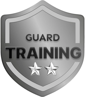 Silver Guard Training badge with two stars for advanced security guard training by Guard Training