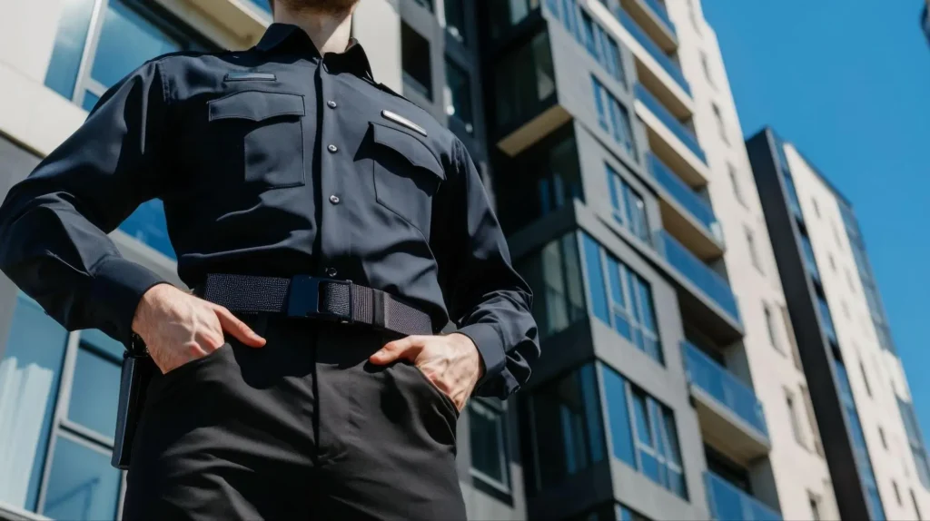 Security guard protecting an apartment building after completing Guard Training