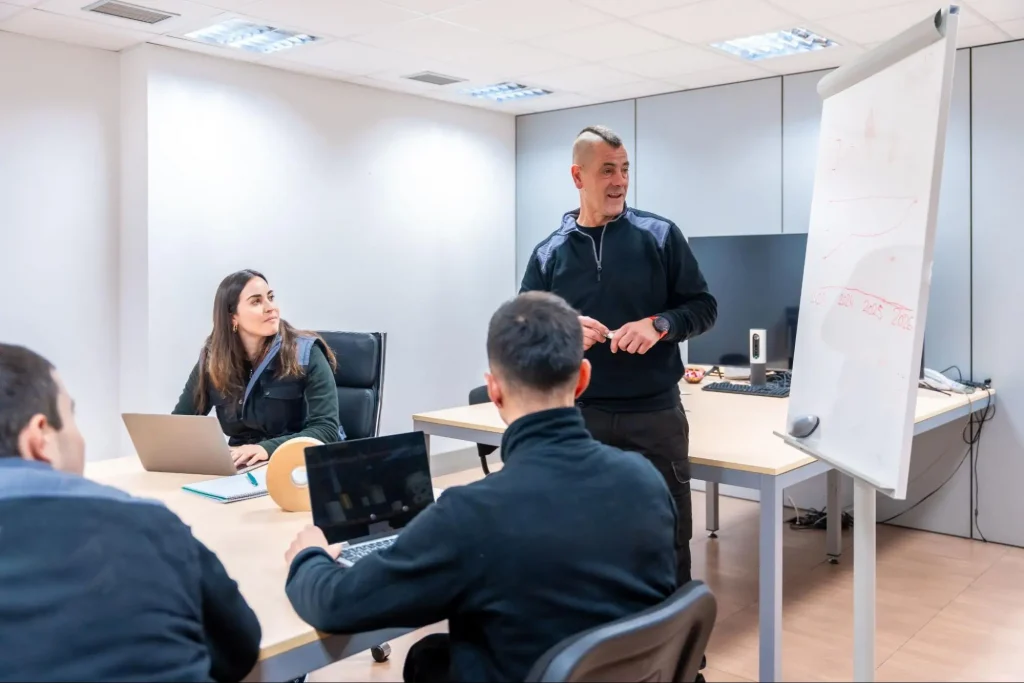 Security training instructor teaching students in a classroom for Guard Training guard card classes online