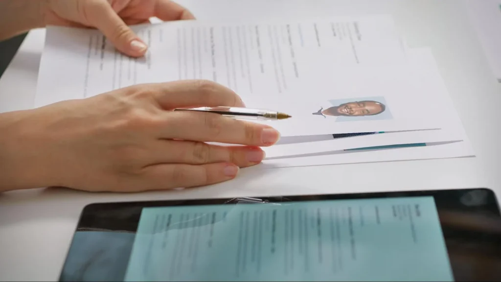 Security guard application documents being reviewed for guard card classes online with Guard Training